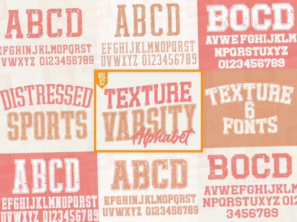 Texture Varsity Alphabet Font
